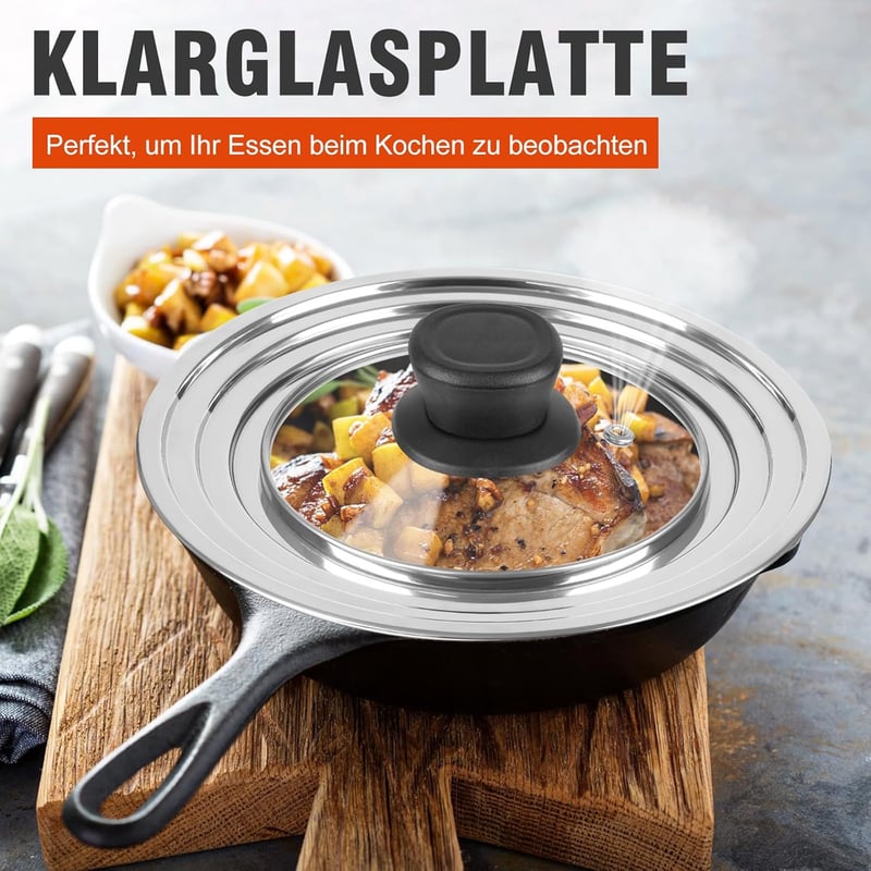 Akicderu Univerzális Üveg Fedő 2db-os Szett 16-32cm Serpenyőhöz és Fazékhoz