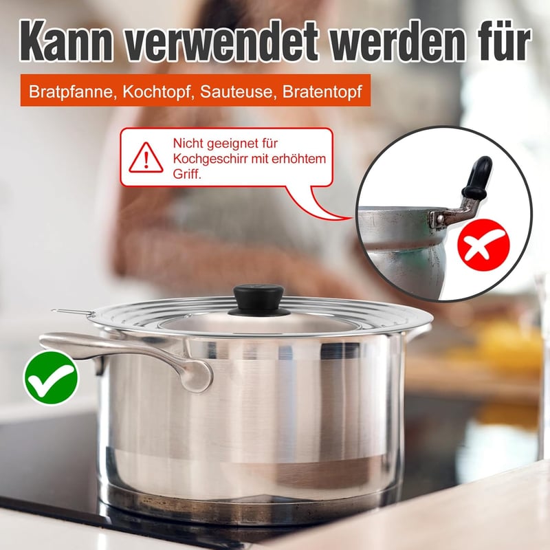 Akicderu Univerzális Üveg Fedő 2db-os Szett 16-32cm Serpenyőhöz és Fazékhoz