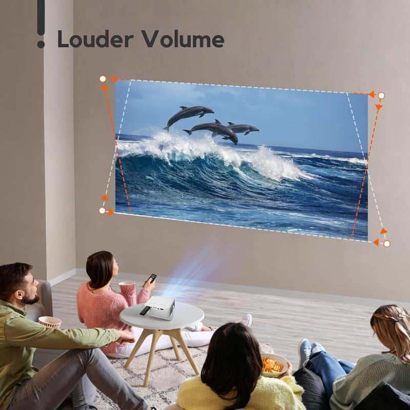 AKIYO O1 Hordozható Mini Projektor 720P Natív/1080P Támogatással, 120" Vetítés, Zoom Funkcióval, HDMI/USB Csatlakozás, Okostelefonnal Kompat
