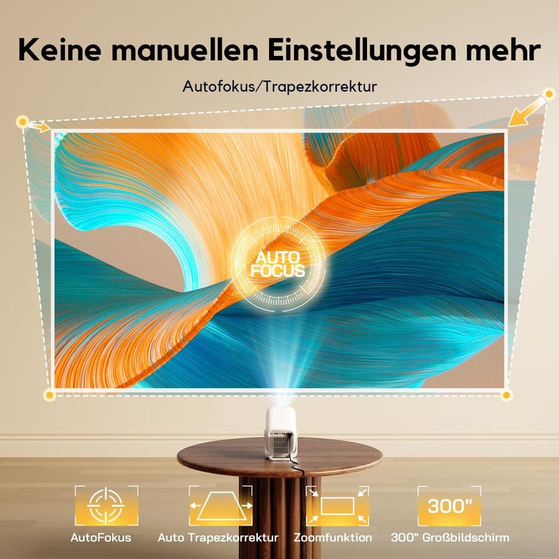 AKIYO O1 Mini Projektor Full HD 1080P 10000L - Hordozható Kivetítő 50% Zoommal, iOS/Android Kompatibilis, Otthoni Mozi HDMI/USB/TV Stick Csa