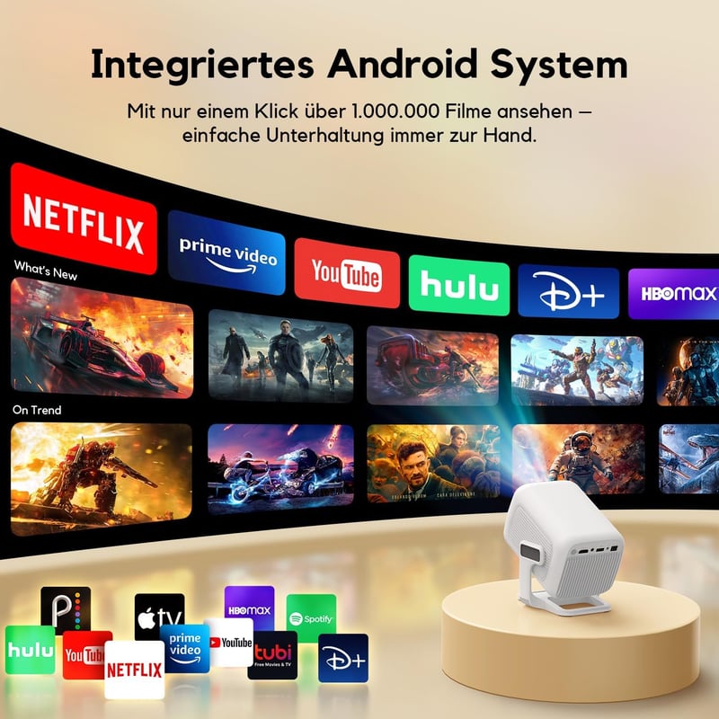 AKIYO O1 Mini Projektor Full HD 1080P 10000L - Hordozható Kivetítő 50% Zoommal, iOS/Android Kompatibilis, Otthoni Mozi HDMI/USB/TV Stick Csa