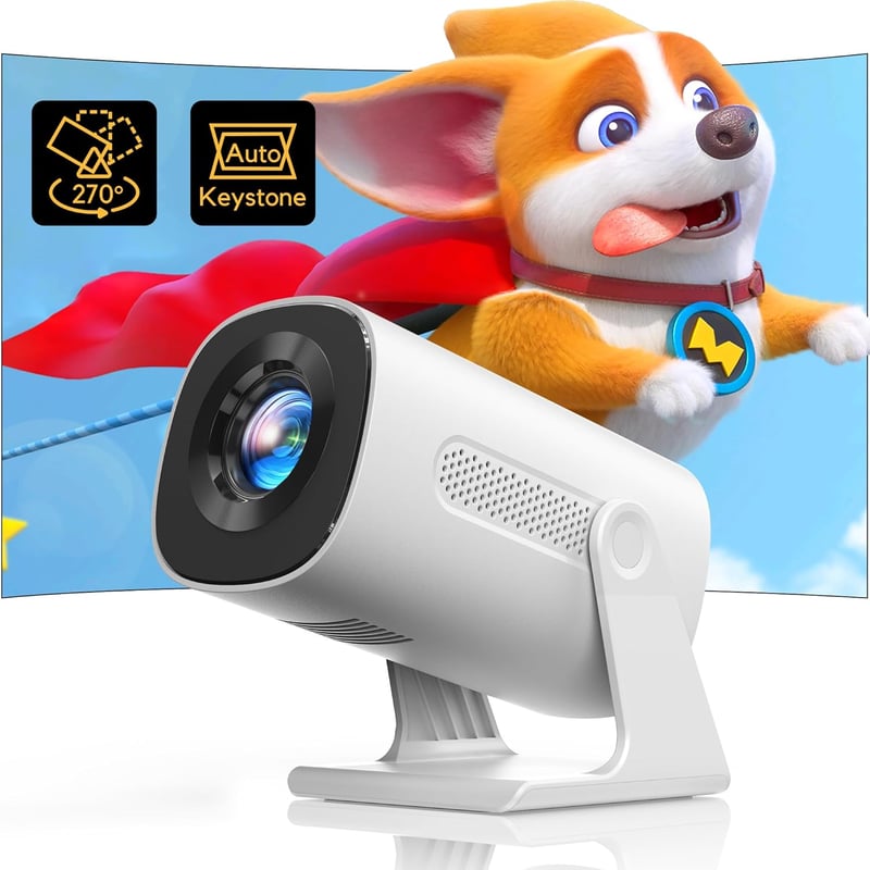 AKIYO O3 Mini Projektor - 200 ANSI Lumen, Full HD 1080P, Automatikus Trapézkorrekció, Bluetooth 5.2, 270° Forgatható, iOS/Android/PS5 Kompat