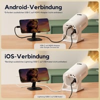 AKIYO O3 Mini Projektor - 200 ANSI Lumen, Full HD 1080P, Automatikus Trapézkorrekció, Bluetooth 5.2, 270° Forgatható, iOS/Android/PS5 Kompat 8