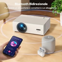 AKIYO O9 Okos Projektor Full HD 1080P Natív Felbontással, Netflix Hivatalos, Autofókusz, 50% Zoom, WiFi, Kétirányú Bluetooth 5.2, Hordozható 7
