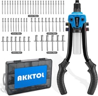 AKKTOL Szegecselő Fogó Készlet 210 Szegecscel Kézi Popszegecs Fogó 2.4-6.4mm Acél Alumínium Vaklemezes Szerszám Kék 1