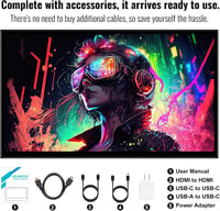 Akntzcs 16 Colos Hordozható Monitor 1920x1200 IPS Érintőképernyővel - USB-C Csatlakozás PC, Laptop, Telefon, Raspberry Pi Kompatibilis, Beép 7