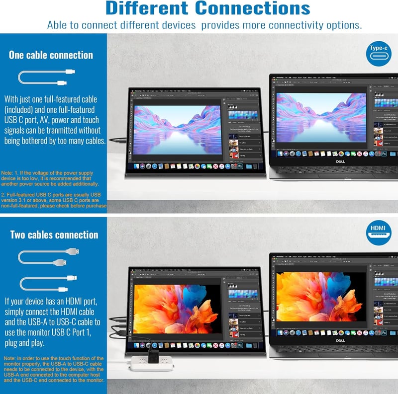 Akntzcs 16 Colos Hordozható Monitor 1920x1200 IPS Érintőképernyővel - USB-C Csatlakozás PC, Laptop, Telefon, Raspberry Pi Kompatibilis, Beép