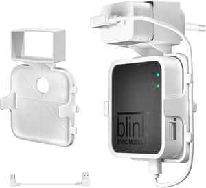 Zidni držač za Blink Sync Module 2 - Bijeli plastični nosač s USB kabelom, za Blink sustav kamera, instalacija bez bušenja