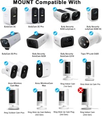 Akoemxeeo Fali Tartó eufyCam 2C/3/S300/S3 Pro, SoloCam, Tapo TP-Link C425 és 1/4" Csavaros Kamerákhoz - 360° Forgatható Konzol 2