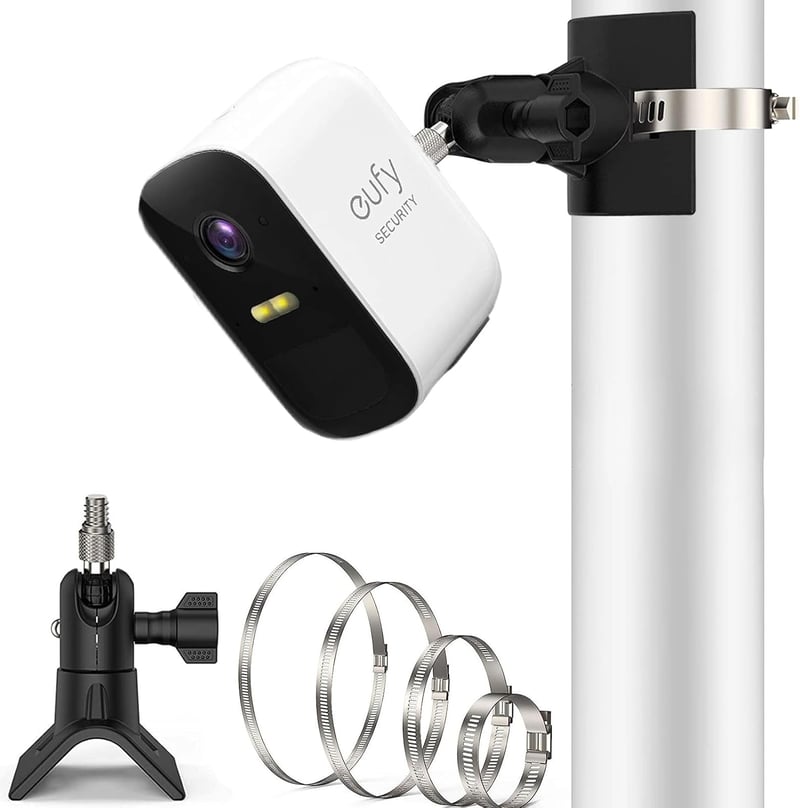 Akoemxeeo Univerzális Kamera Tartó eufyCam 2/2C/3/S330/S300/S3 Pro/SoloCam Kamerákhoz, 360° Forgatható Oszlop Konzol 1/4" Csavaros Rögzítéss