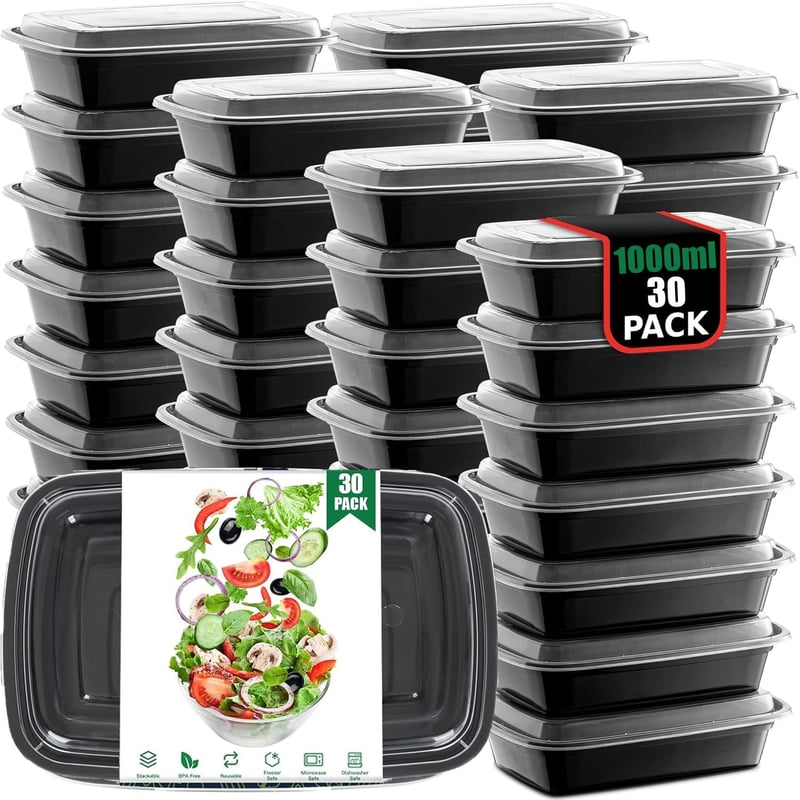 AKOLAFE ételhordó doboz 1000 ml, BPA-mentes, 1 rekeszes - 30 db