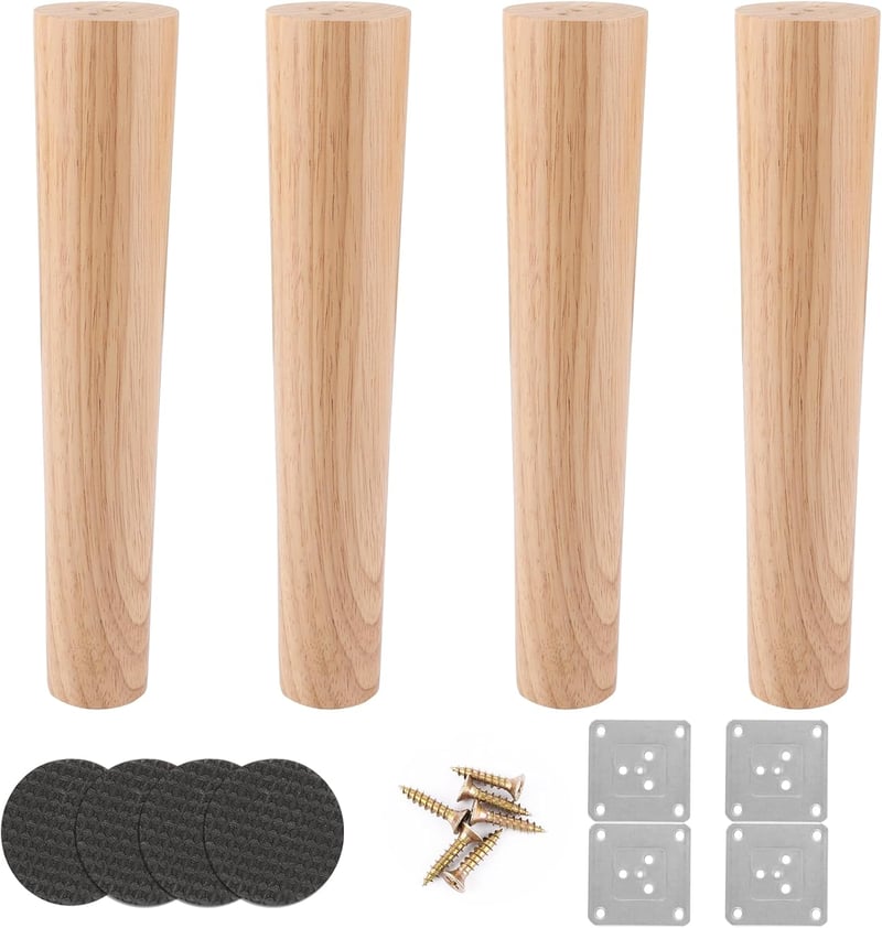 AKOLAFE tölgyfa bútorláb szett 4 db - kerek, 25 cm