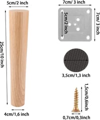AKOLAFE tölgyfa bútorláb szett 4 db - kerek, 25 cm 2