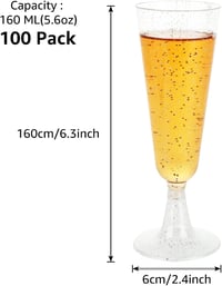 AKOLAFE 50 db Pezsgőspohár 150 ml Műanyag BPA-mentes Átlátszó Pohár Esküvőre Születésnapra Partira 2