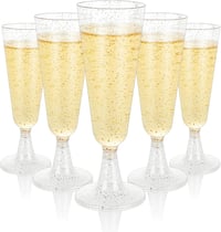 AKOLAFE 50 db Pezsgőspohár 150 ml Műanyag BPA-mentes Átlátszó Pohár Esküvőre Születésnapra Partira 1