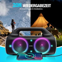 AKONE 80W Bluetooth hangszóró LED világítással, vízálló, 20 órás akkumulátor, party és kültéri használatra 7