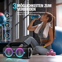 AKONE 80W Bluetooth hangszóró LED világítással, vízálló, 20 órás akkumulátor, party és kültéri használatra 5