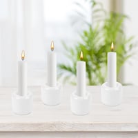 AKONE Fehér Kerámia Gyertyatartó Szett 10 db - Mini Méretű 1,8 cm Átmérővel, Vékony Gyertyákhoz, Oltárdíszítéshez, Lakberendezéshez 4