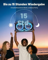 AKONE Party Bluetooth reproduktor 240W, veľký hudobný box so silnými basmi, 15 hodín výdrže batérie, TWS, farebná LED svetelná šou, na párty, kempovanie, na pláž 5