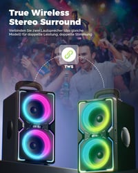 AKONE Party Bluetooth reproduktor 240W, veľký hudobný box so silnými basmi, 15 hodín výdrže batérie, TWS, farebná LED svetelná šou, na párty, kempovanie, na pláž 4