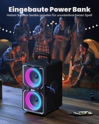 AKONE Party Bluetooth reproduktor 240W, veľký hudobný box so silnými basmi, 15 hodín výdrže batérie, TWS, farebná LED svetelná šou, na párty, kempovanie, na pláž 6
