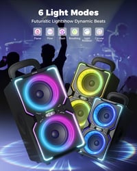 AKONE Party Bluetooth reproduktor 240W, veľký hudobný box so silnými basmi, 15 hodín výdrže batérie, TWS, farebná LED svetelná šou, na párty, kempovanie, na pláž 3