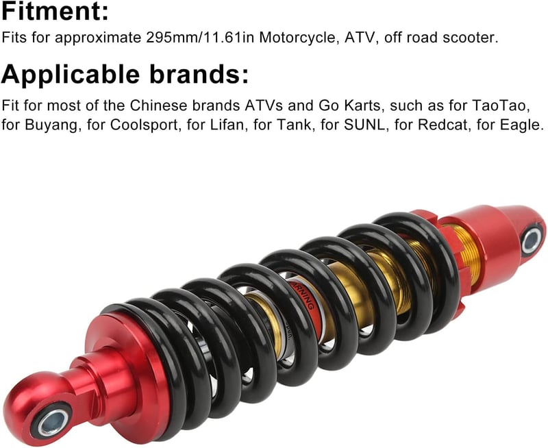 Akozon 295 mm Univerzális Lengéscsillapító Motorkerékpárhoz, ATV-hez, Tereprobogóhoz - Alumínium-Acél Hátsó Rugóstag