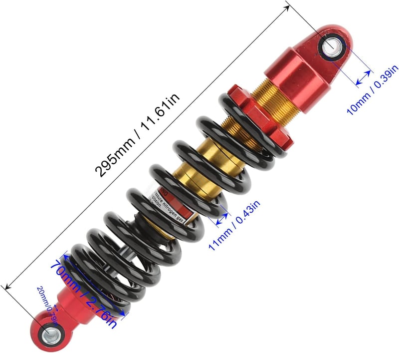 Akozon 295 mm Univerzális Lengéscsillapító Motorkerékpárhoz, ATV-hez, Tereprobogóhoz - Alumínium-Acél Hátsó Rugóstag