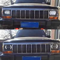 Akozon 300W LED Első Fényszóró - 7 Hüvelykes Négyzet Alakú Vízálló Autólámpa Cherokee XJ, MR2, Celica és 240SX Modellekhez 7