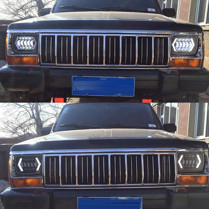 Akozon 300W LED Első Fényszóró - 7 Hüvelykes Négyzet Alakú Vízálló Autólámpa Cherokee XJ, MR2, Celica és 240SX Modellekhez