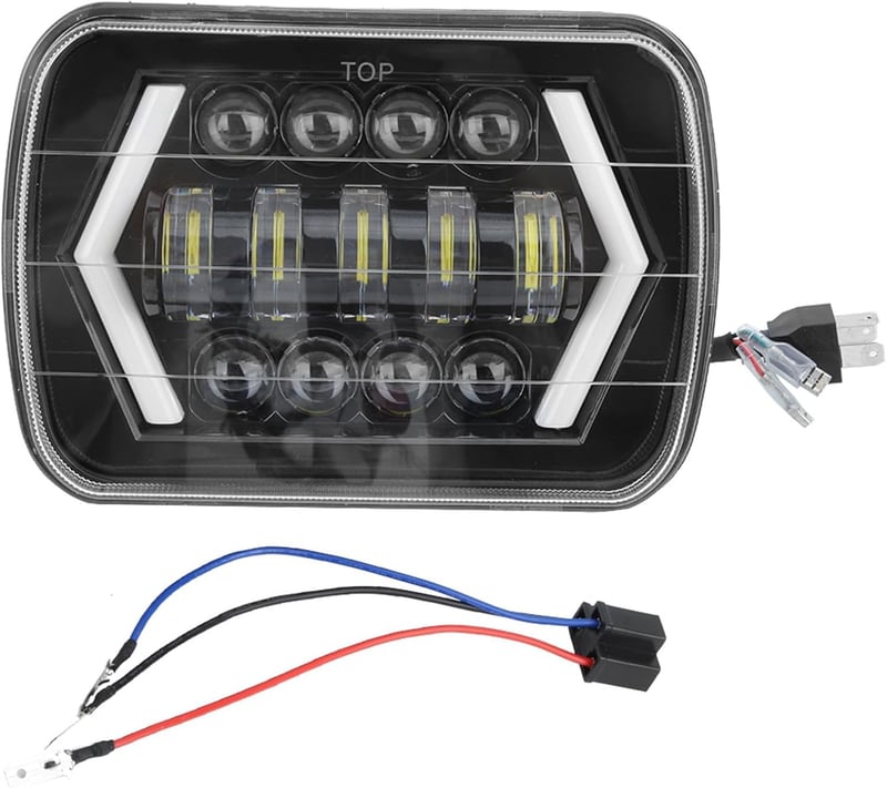 Akozon 300W LED Első Fényszóró - 7 Hüvelykes Négyzet Alakú Vízálló Autólámpa Cherokee XJ, MR2, Celica és 240SX Modellekhez
