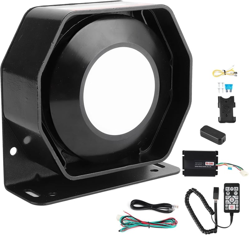 Akozon Autó Sziréna 200W 130dB - Vízálló ABS Autókürt Riasztó Hangjelző - Univerzális Autóriasztó Hangszóró
