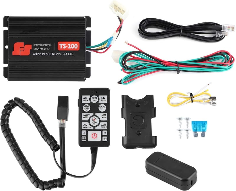 Akozon Autó Sziréna 200W 130dB - Vízálló ABS Autókürt Riasztó Hangjelző - Univerzális Autóriasztó Hangszóró