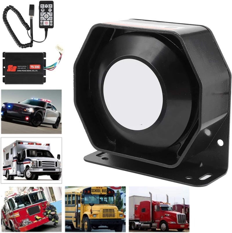 Akozon Autó Sziréna 200W 130dB - Vízálló ABS Autókürt Riasztó Hangjelző - Univerzális Autóriasztó Hangszóró