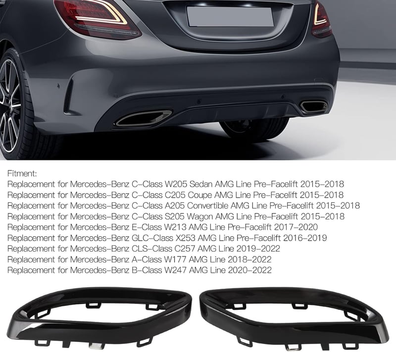 Akozon Fekete Fényes Kipufogóvég Takaró Mercedes A B C E GLC CLS Osztályhoz W177 W247 W205 W213 X253 C257 Kompatibilis Autó Tuning Kiegészít