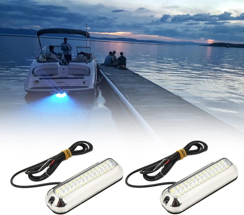 Akozon LED Vízalatti Hajó Lámpa 2db 1500LM Navigációs Fény Vízálló