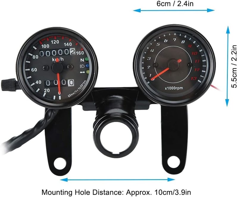 Akozon Univerzális Motorkerékpár Sebességmérő Kilométeróra 10cm Csatlakozással