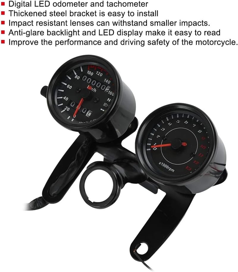 Akozon Univerzális Motorkerékpár Sebességmérő Kilométeróra 10cm Csatlakozással