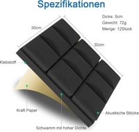 AKSBTEC 12db Akusztikus Hangszigetelő Hab 5cm Öntapadós Falpanel Stúdió 5