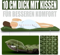 AKSOUL 10 cm önfelfújó kemping matrac zöld - 200 x 70 x 10 cm könnyű hordozható alvómatrac túrázáshoz 2