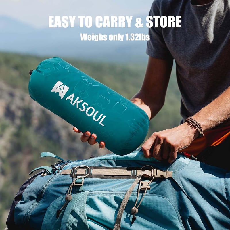 AKSOUL Önfelfújó Camping Matrac - 190 x 55 x 6 cm, Könnyű Hordozható Alvómatrac Túrázáshoz és Kempingezéshez