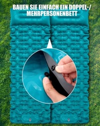 AKSOUL Önfelfújó Kempingmatrac 10 cm - Pávatollkék Ultrakönnyű Matrac Beépített Párnával és Pumpával, Vízálló Túramatrac Sátorhoz, Kempinghe 5