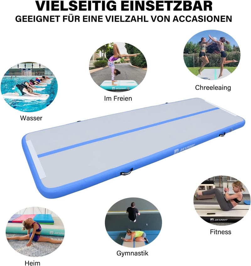 AKSPORT Felfújható Tornaszőnyeg 4L x 1.5W x 0.15 m Légszivattyúval