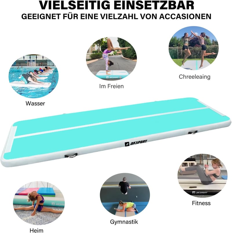 AKSPORT Felfújható Tornaszőnyeg 4L x 1W x 0.2 m Tornagymnasztika Matrac Légszivattyúval