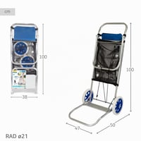 Skladací plážový vozík AKTIVE 53928, 2 v 1 s funkciou stolíka, 47 x 52 x 100 cm, nosnosť 20 kg, hliník 3