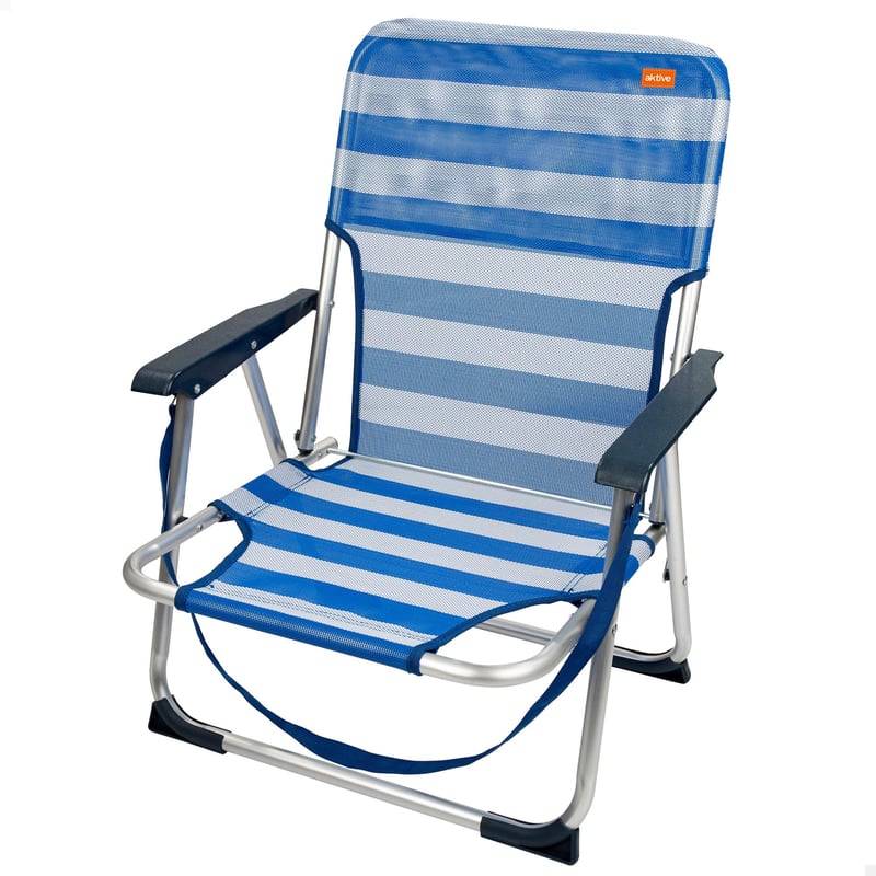 Scaun de plajă pliabil din aluminiu AKTIVE 53950, cu model în dungi, 40x56x70 cm