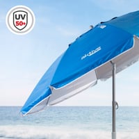 Aktive 62274 Sklopivi i nagibni vjetrootporni suncobran za plažu, plavi, Ø220 cm, s UV 50 zaštitom, veliki suncobran 3