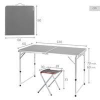 Masă pliabilă din aluminiu AKTIVE 63161 cu 4 taburete din oțel, 120x60 cm — mici deteriorări în mai multe locuri (stare: vezi a 2-a fotografie) 10