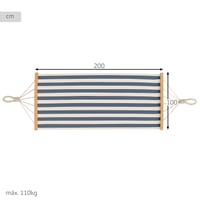 AKTIVE 63163 Závesná hojdacia sieť 200x100 cm, pruhovaná, bavlneno-polyesterová, s drevenými tyčami a upevňovacími lanami, nosnosť 110 kg, do záhrady, na terasu, na kempovanie 4