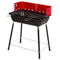 Prenosný gril na drevené uhlie AKTIVE s ochranou proti vetru, oceľový, nastaviteľný rošt so 4 výškami, 42x42x54 cm, vonkajšie BBQ pre malé priestory 1